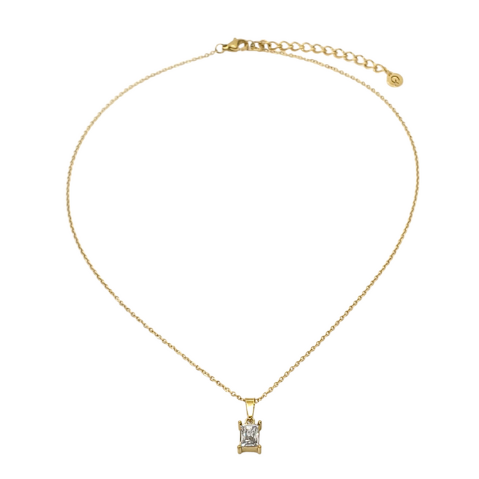 This emerald cut solitaire pendant necklace is truly a classic design. With a maximum sparkle, the gemstone is the centerpiece of our Gemma Necklace. With its simple approach, this piece adds instant elegance to any outfit.