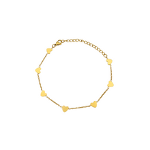 Load image into Gallery viewer, This delicate heart bracelet is an elegant symbol of love, friendship and deep affection. This minimalist design features 7 hearts that represent the seven stages of love.

