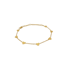Load image into Gallery viewer, This delicate heart bracelet is an elegant symbol of love, friendship and deep affection. This minimalist design features 7 hearts that represent the seven stages of love.
