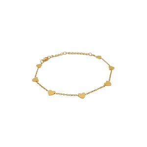 This delicate heart bracelet is an elegant symbol of love, friendship and deep affection. This minimalist design features 7 hearts that represent the seven stages of love.