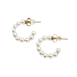 Hoop earrings are a classic accessory that can be worn everyday and dressed up or down. These mini pearl hoop earrings are a must-have for any jewelry collection, with their chic, clean look and pearls. Perfect for everyday wear or for when you need to step up your style just a bit more!