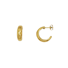 Load image into Gallery viewer, Dome hoop earrings are undoubtedly the earring classics. A timeless style, this pair features a dome shape that adds extra boldness and elegance to your look. Great for stacking with other earrings!
